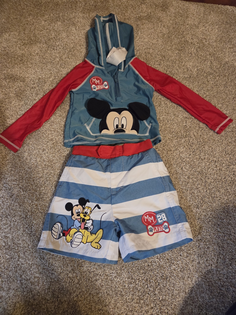 Disney Boys Blue and Red Mickey & Pluto Swim Set